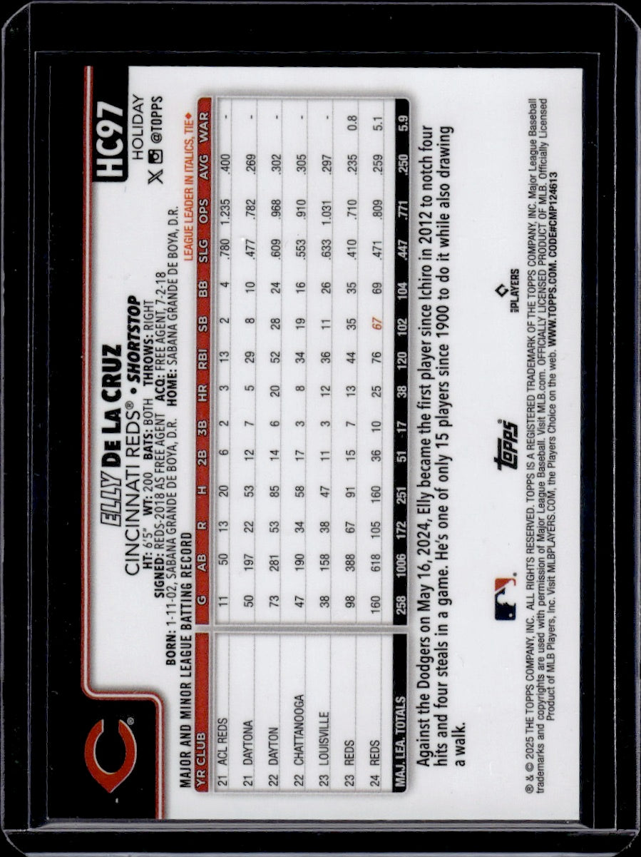 2025 Topps Chrome Holiday Elly De La Cruz Gold /50