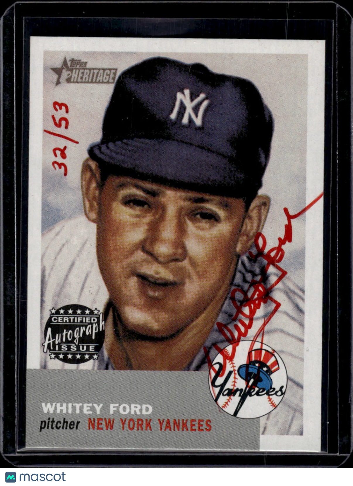 2002 Topps Heritage Whitey Ford /53 Certified Autograph Issue