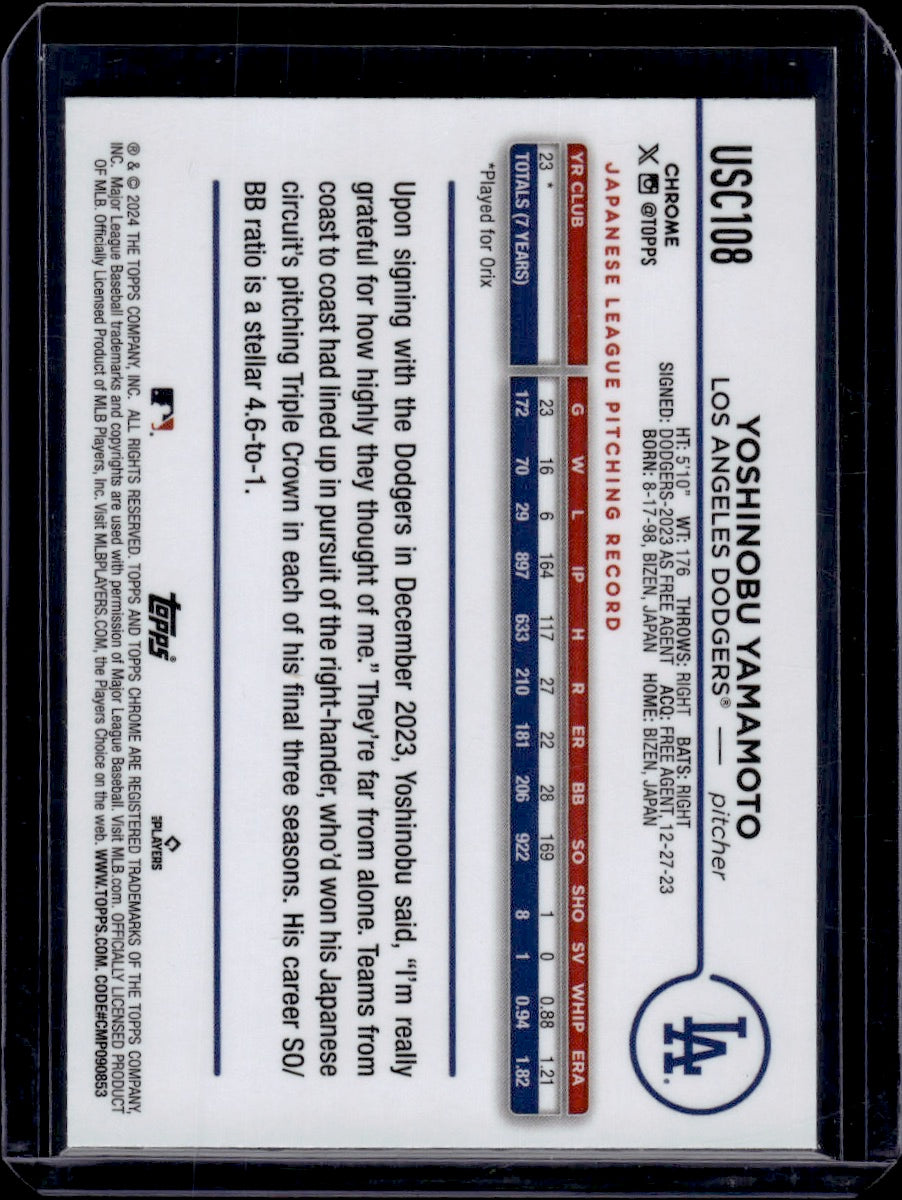 2024 Topps Chrome Yoshinobu Yamamoto RC
