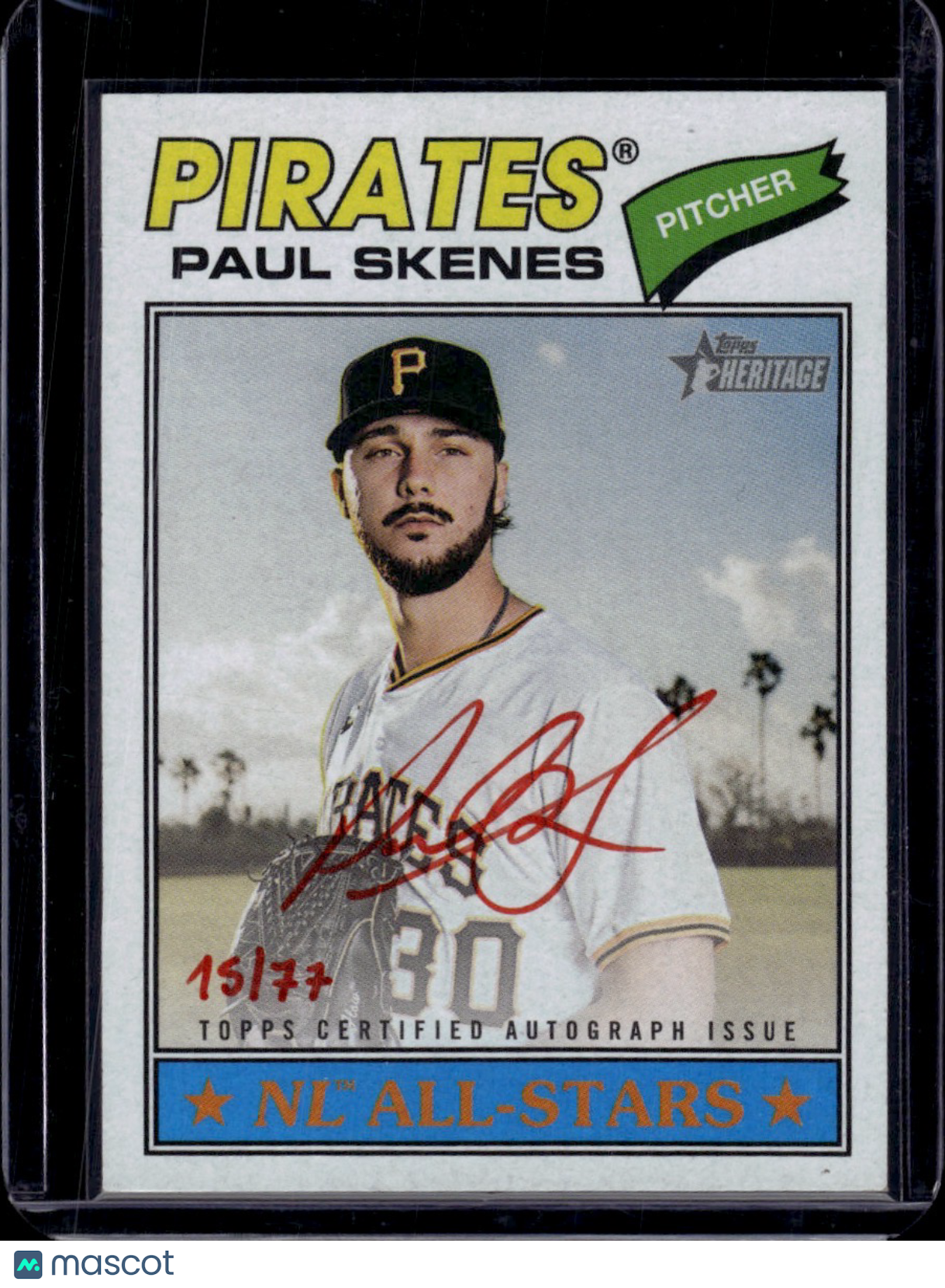 2026 Topps Heritage Paul Skenes Topps Certified Autograph Issue Red Ink /77