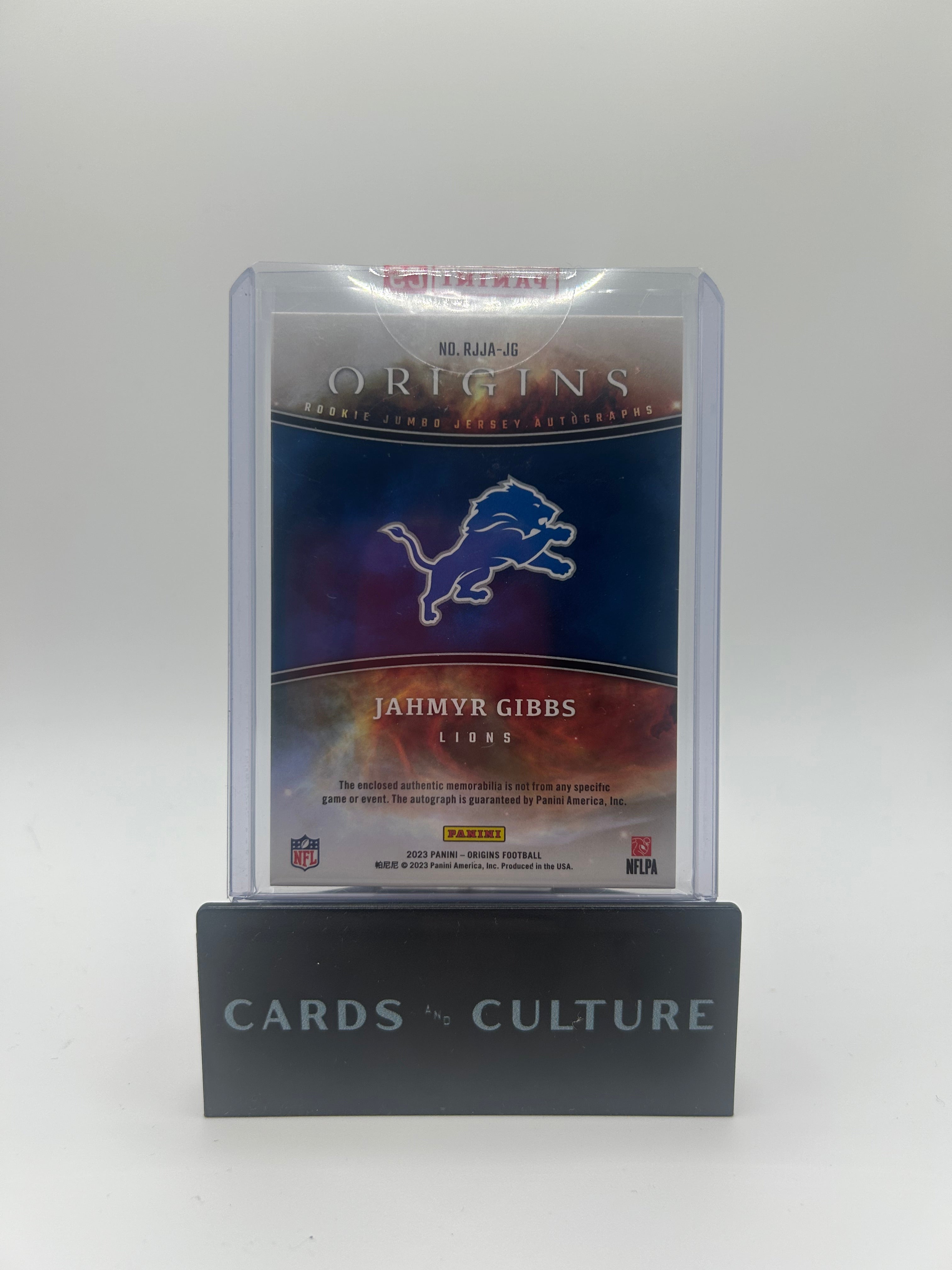2023 Panini Origins Jahmyr Gibbs RC Rookie Jumbo Jersey Autograph