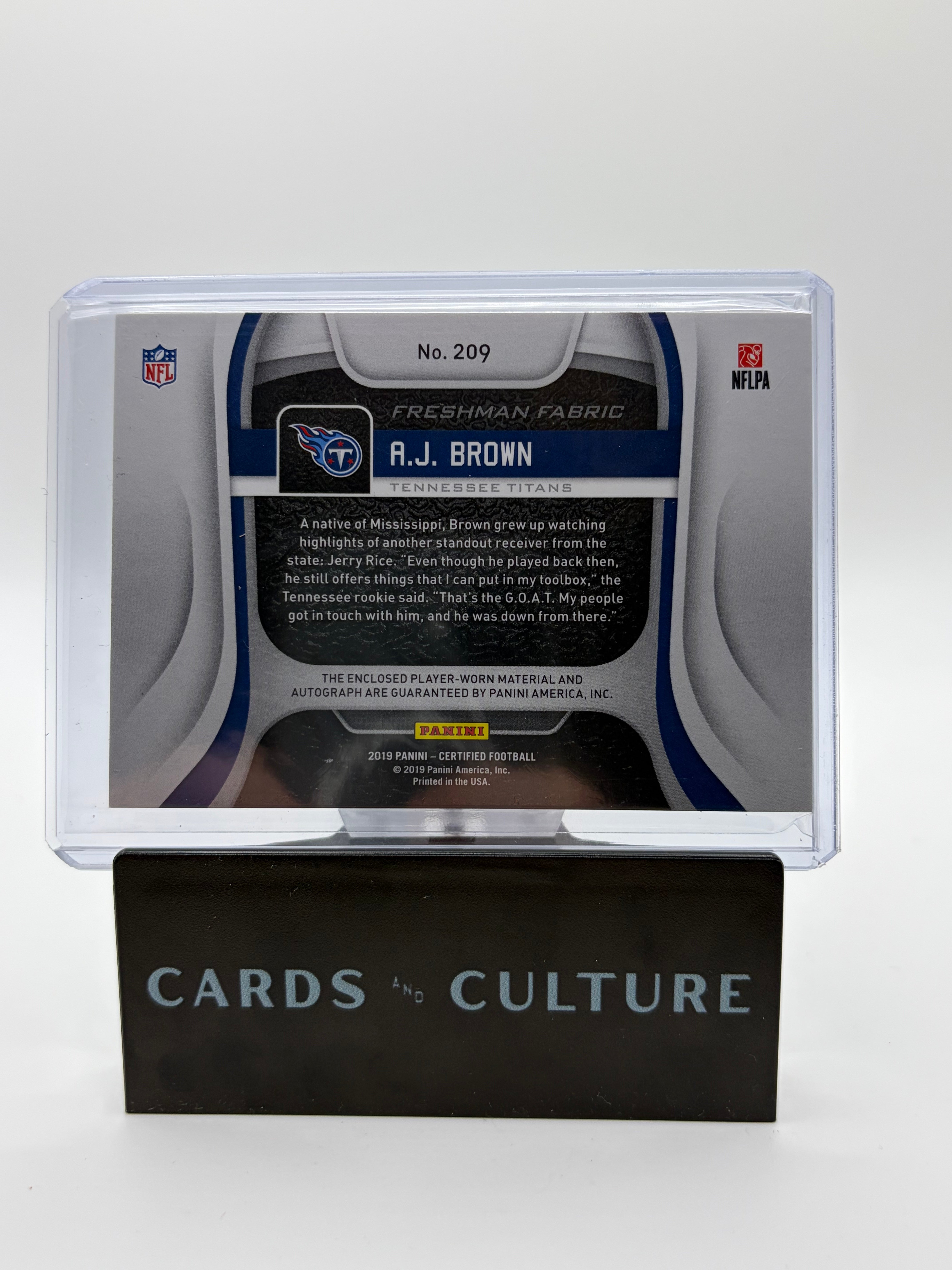 2019 Panini Certified Freshman Fabric A.J. Brown Red Mirror RPA /199