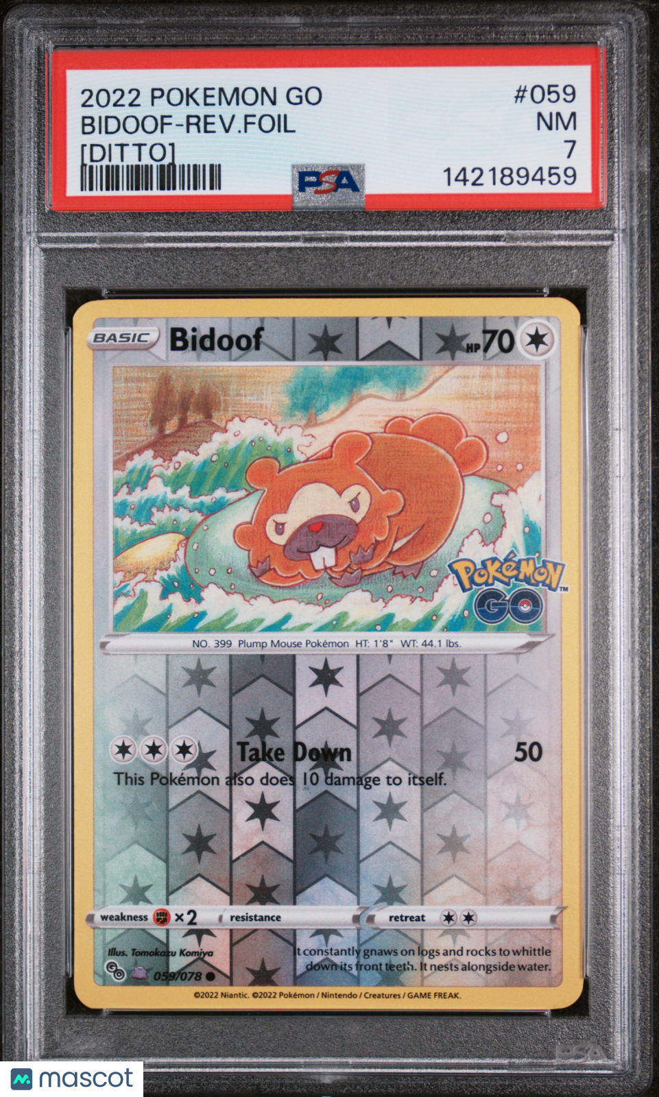 2022 Pokemon Go Bidoof-Rev. Foil Ditto PSA 7