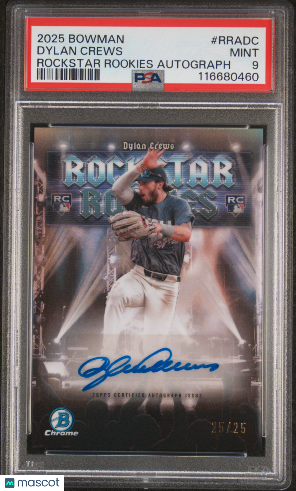 2025 Bowman Rockstar Rookies Autographs Dylan Crews 25/25 PSA 9