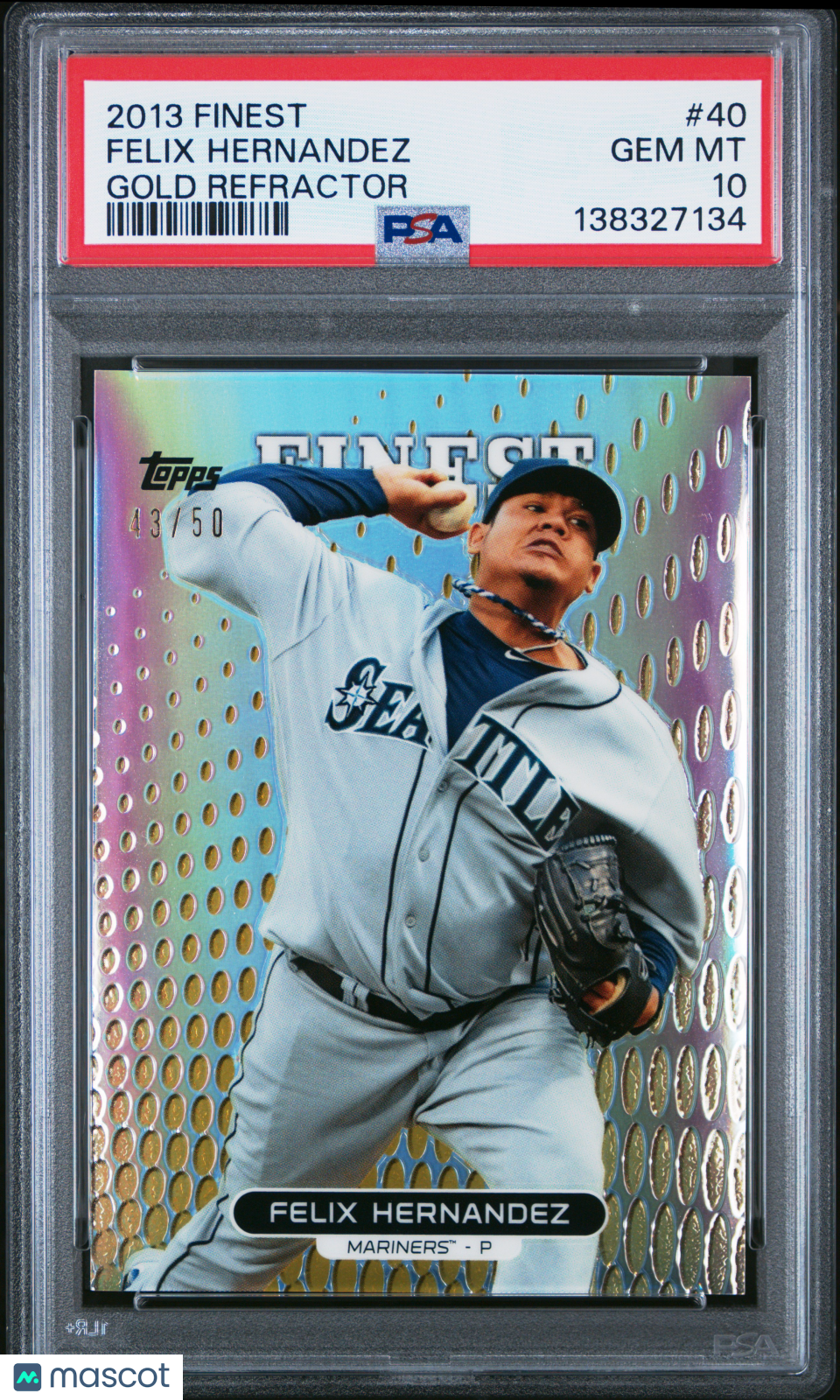 2013 Finest Felix Hernandez Gold Refractor 43/50 PSA 10