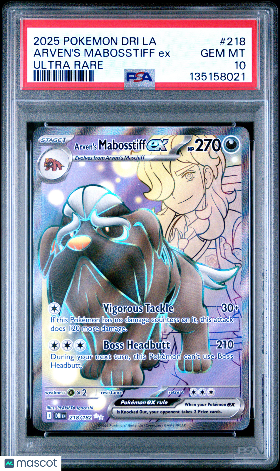 2025 Pokemon Latin American Dri La-Destined Rivals Arven's Mabosstiff EX Ultra Rare PSA 10