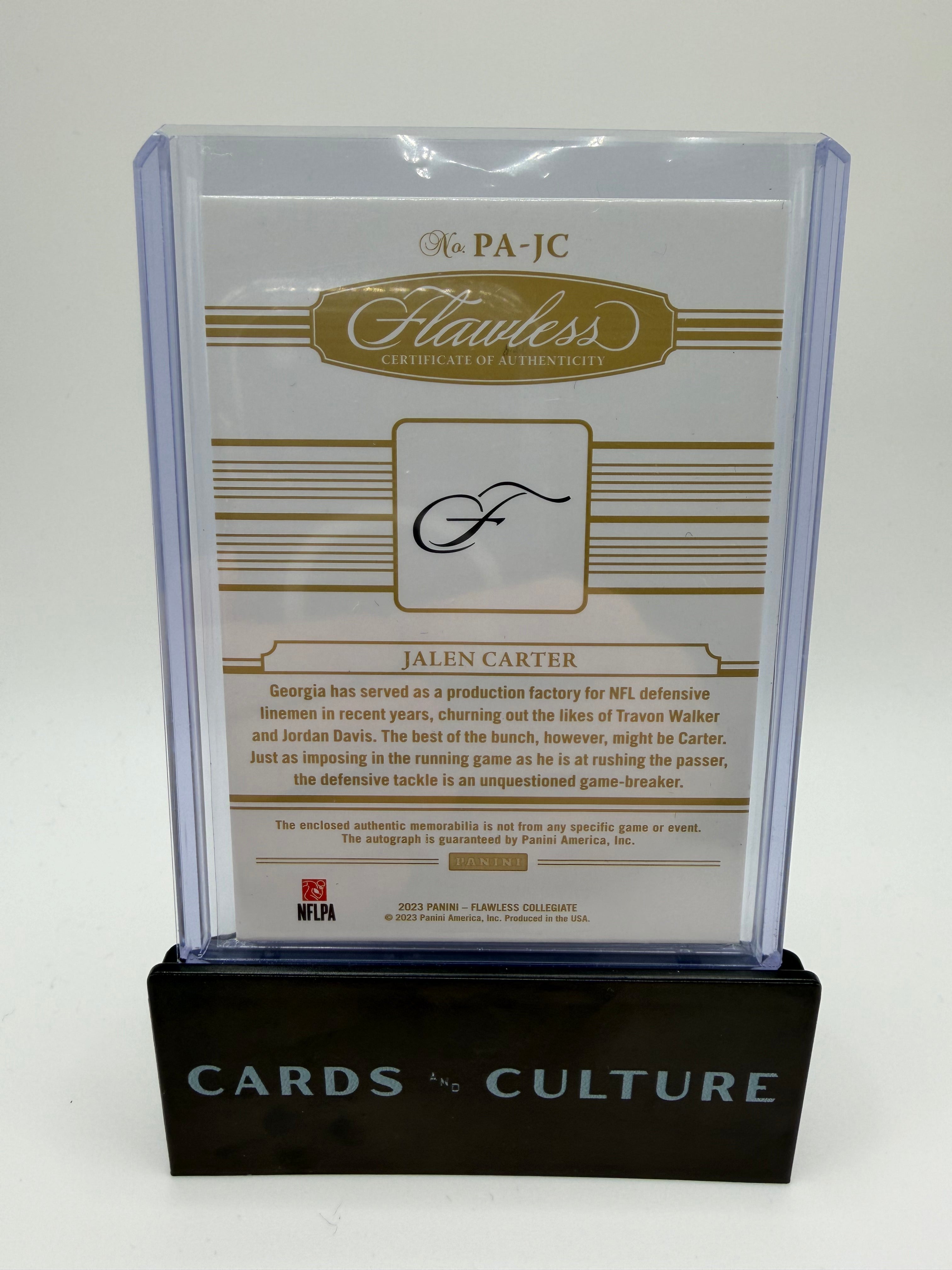 2023 Panini Flawless Collegiate Jalen Carter /25 RPA