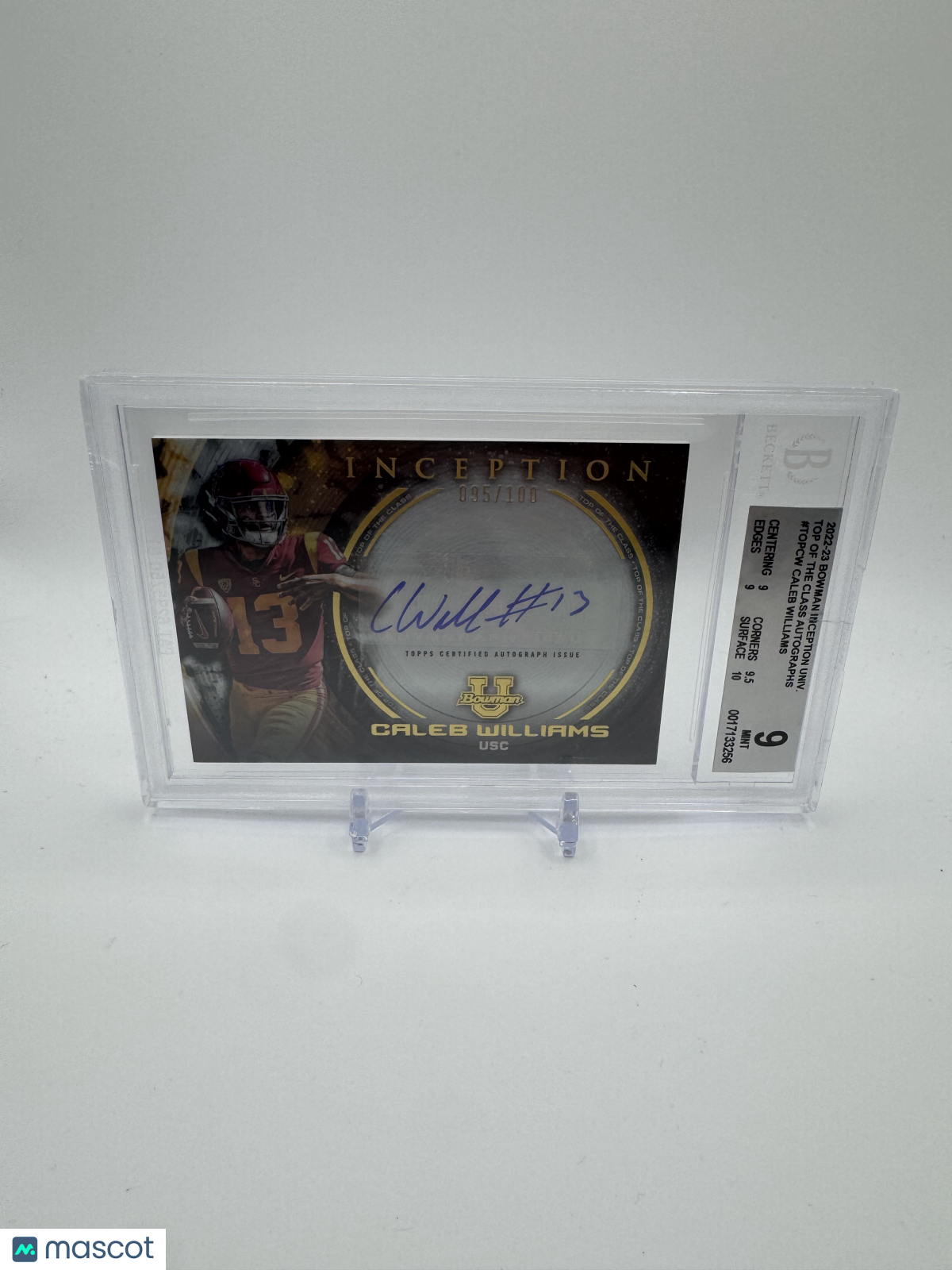 2022 Bowman Inception University Autographs Caleb Williams BGS 9/Auto 10
