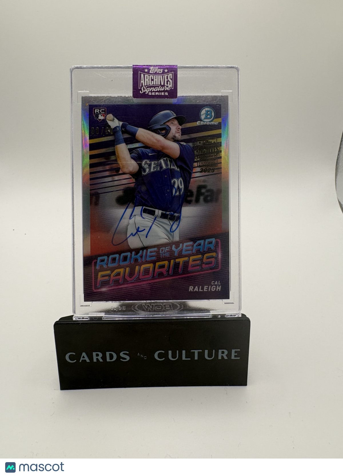 2022 Topps Archives Signature Series Cal Raleigh Refractor /60 RC Auto