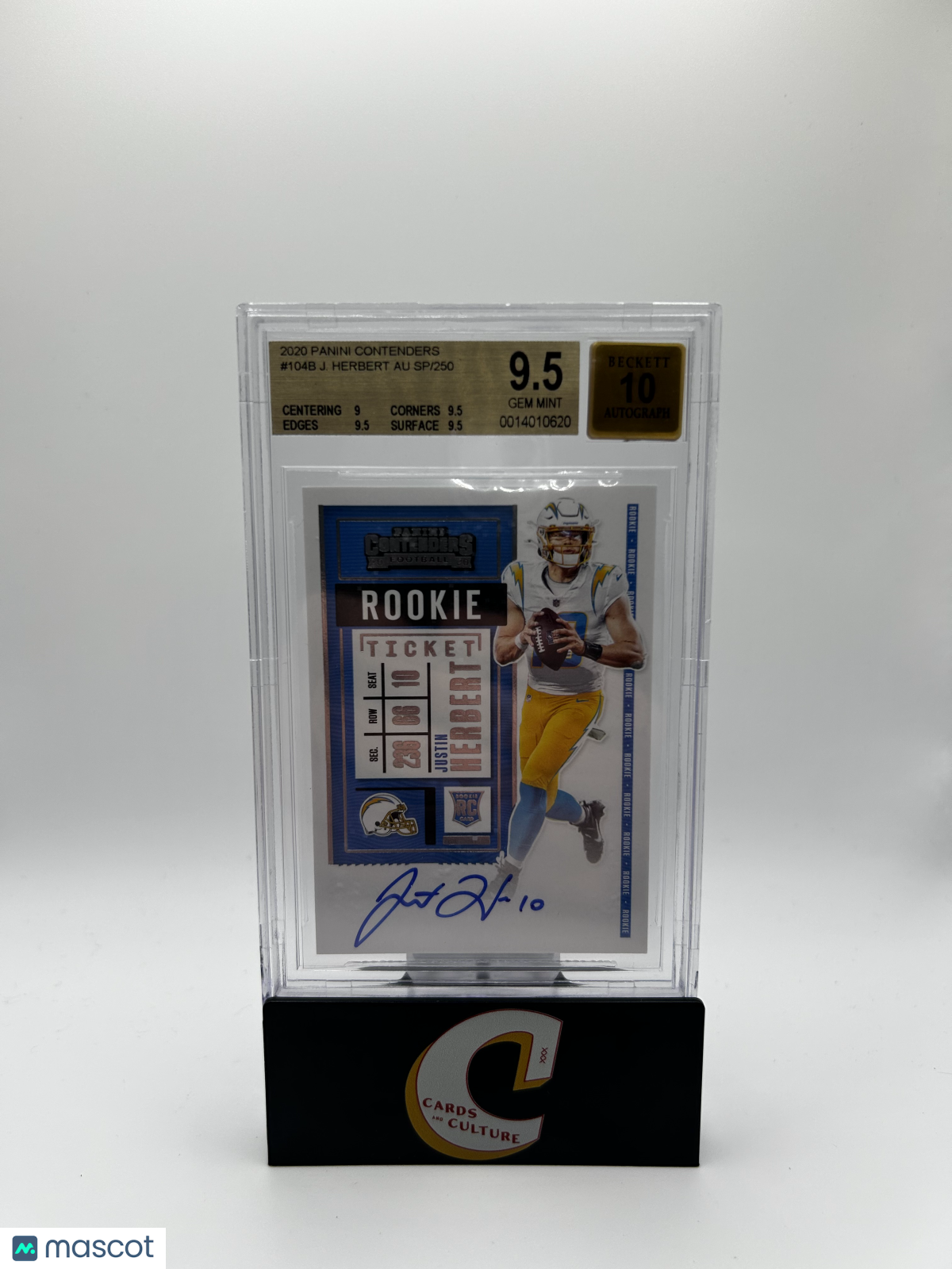 2020 Panini Contenders Justin Herbert SP RC /250 BGS 9.5 Auto 10