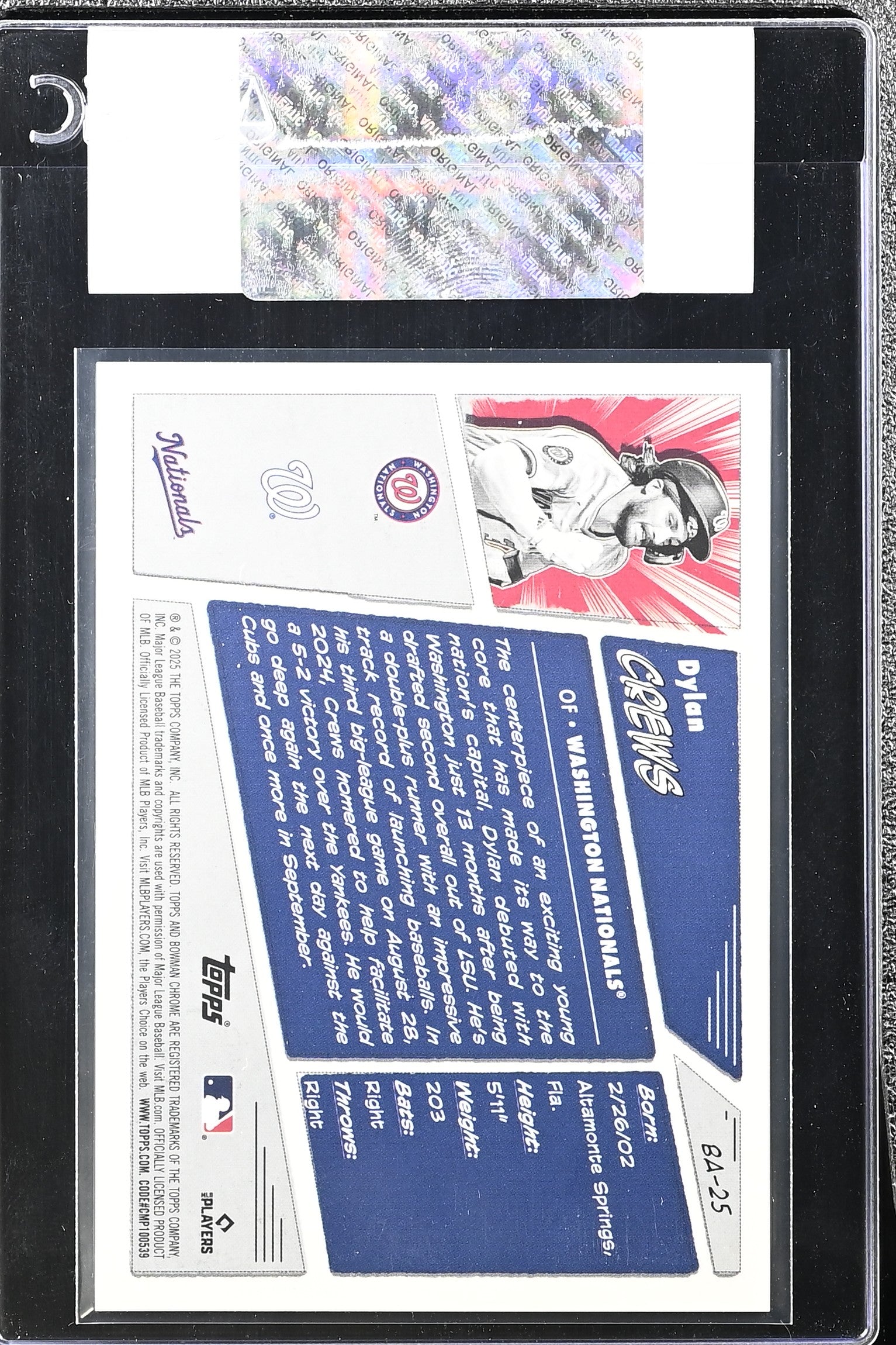 2025 Bowman Dylan Crews Anime CGC Authentic
