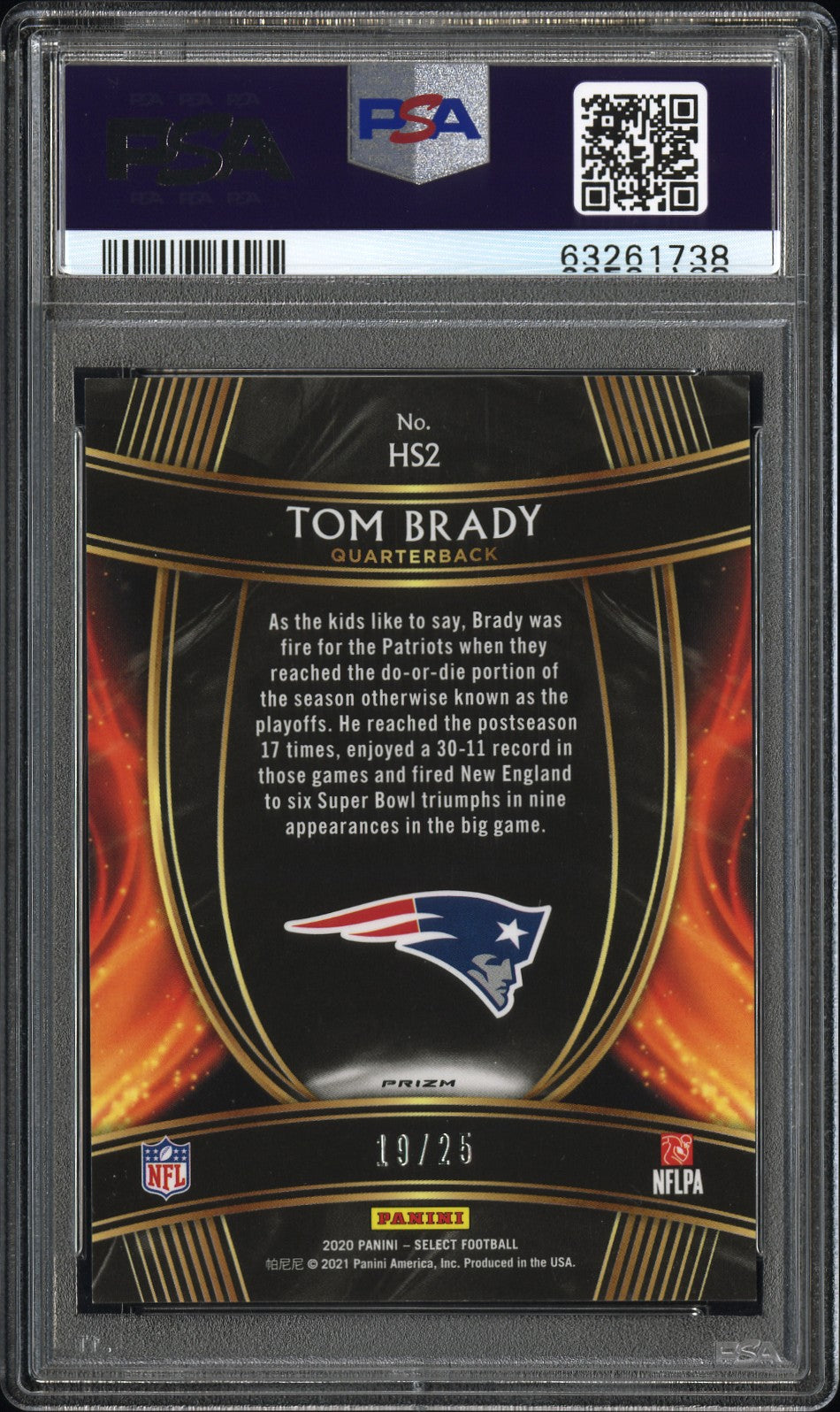 2020 Panini Select Hot Stars Tom Brady Tie Dye /25 PSA 10