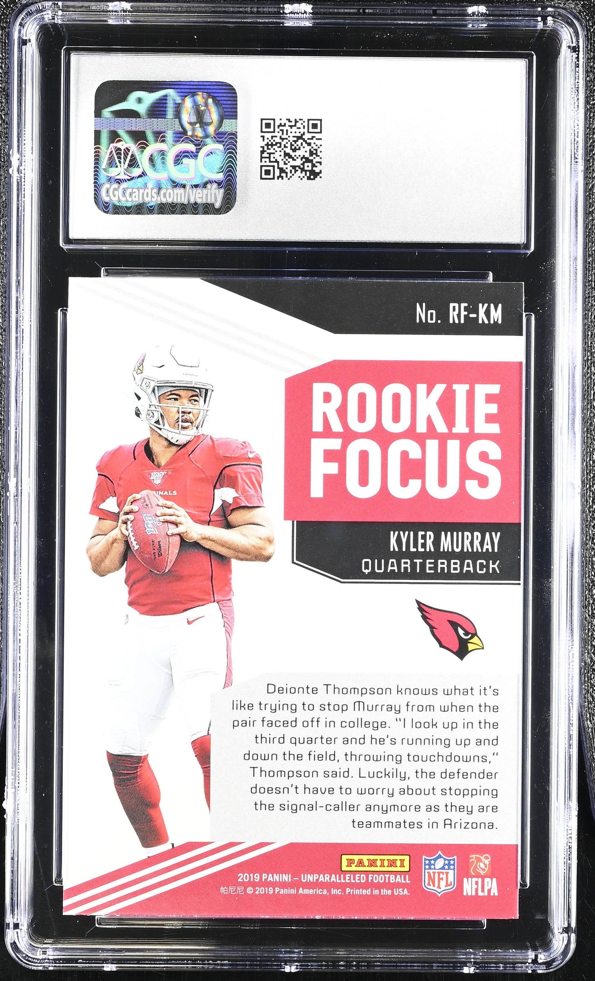 2019 Panini Unparalleled Kyler Murray Rookie Focus CGC 10