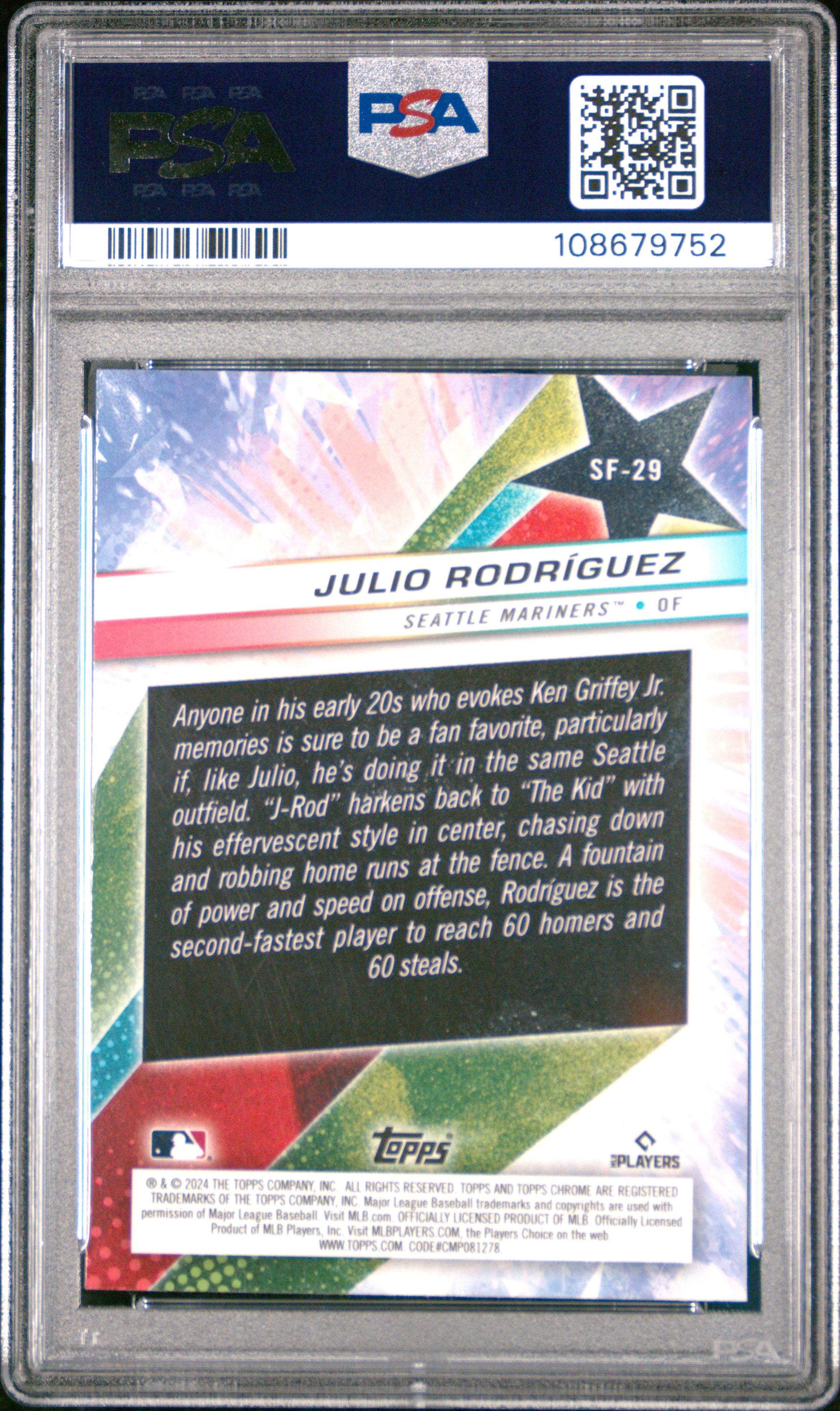 2024 Topps Chrome Cosmic Starfractor Julio Rodriguez PSA 10