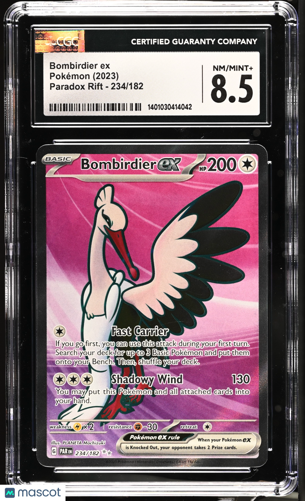 2023 Pokémon Paradox Rift Bombirdier ex CGC 8.5