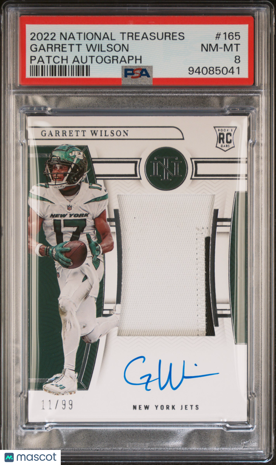 2022 Panini National Treasures Garrett Wilson True RPA /99 PSA 8