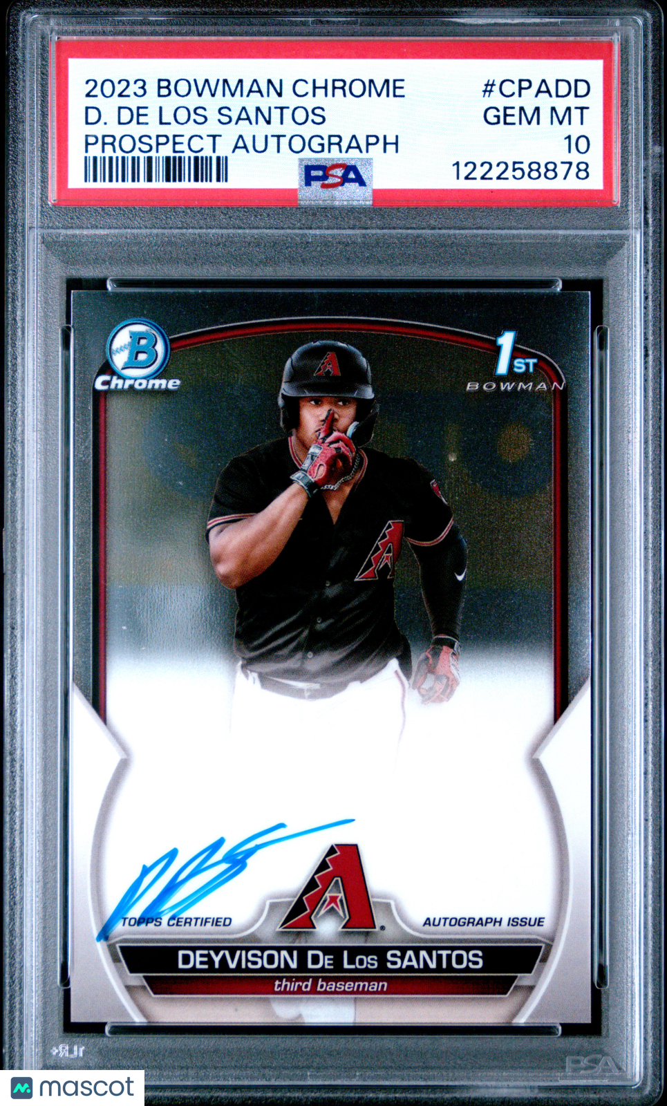 2023 Bowman Chrome Prospect Autographs D. De Los Santos PSA 10