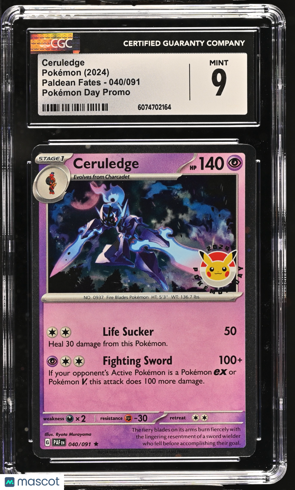 2024 Pokemon Paldean Fates Ceruledge 040/091 CGC 9