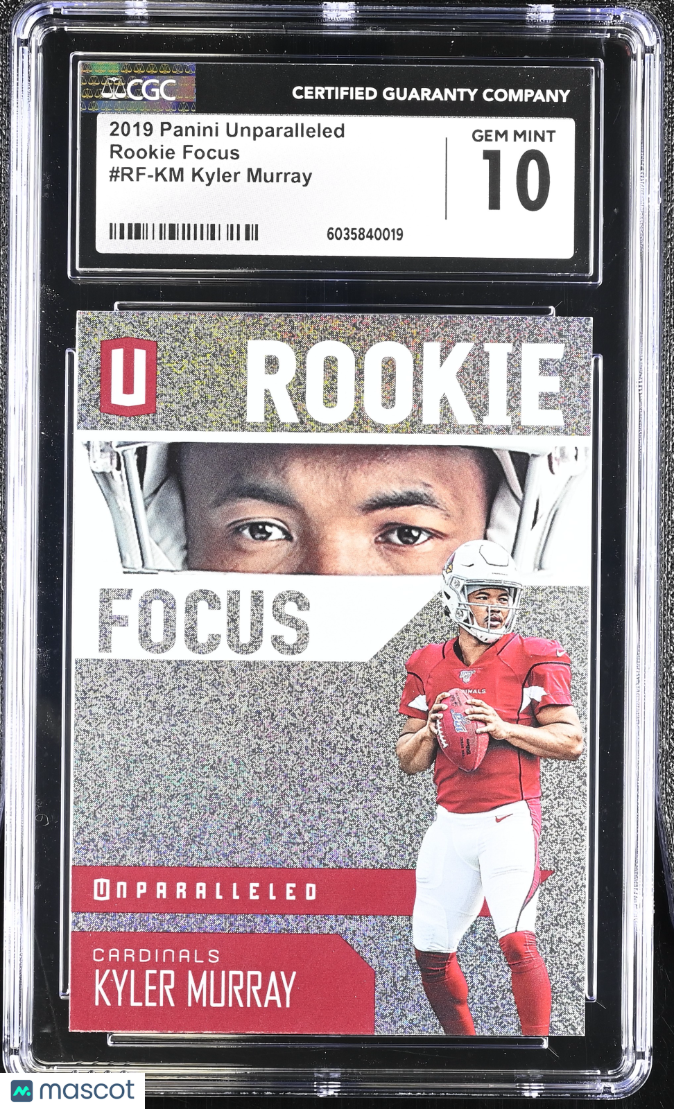 2019 Panini Unparalleled Kyler Murray Rookie Focus CGC 10