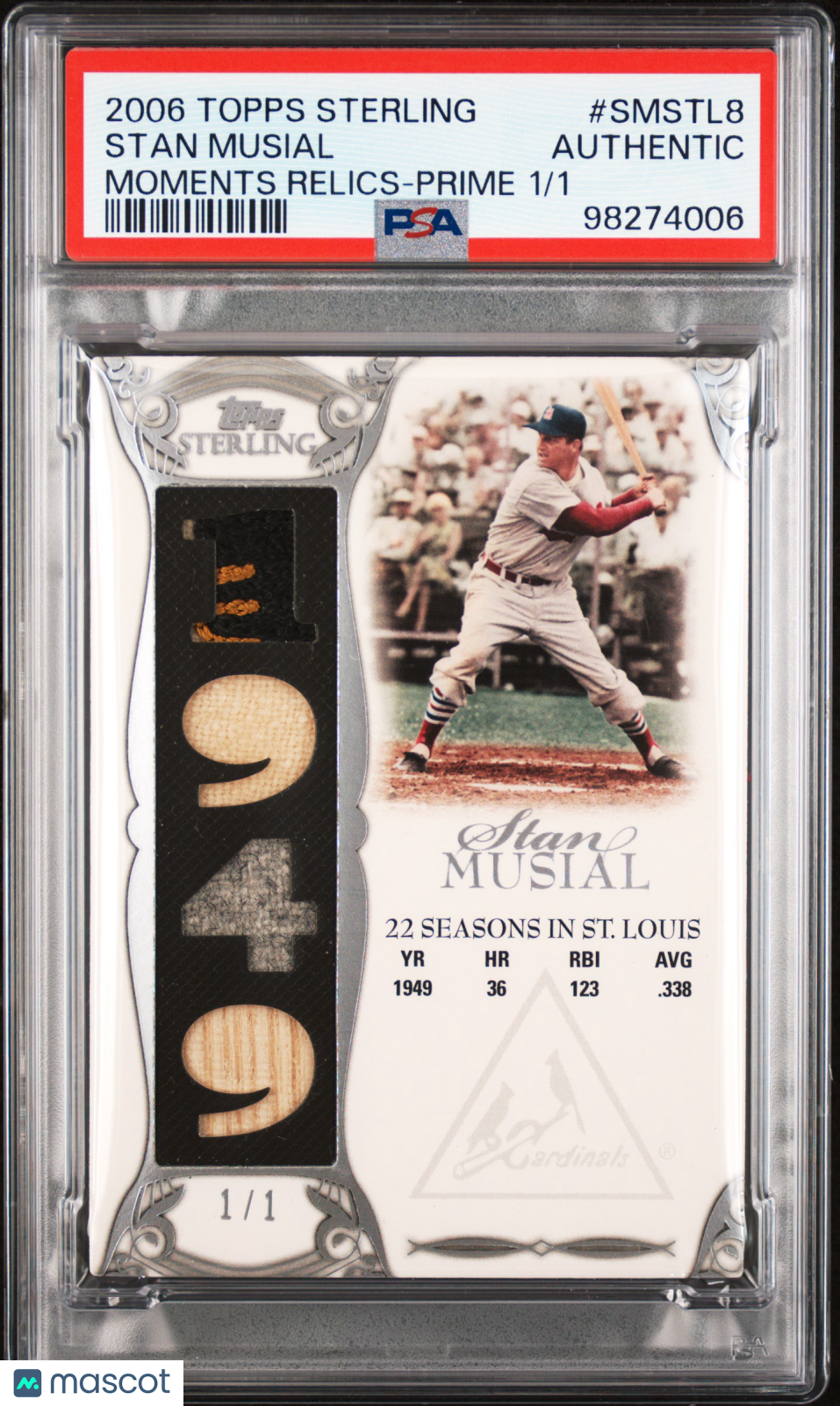 2006 Topps Sterling Moments Relics Stan Musial Prime 1/1 PSA A